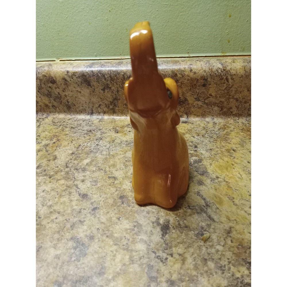 Vintage Mustard Yellow Ceramic Elephant Figurine Trunk Up Good Luck MCM Decor - Picture 2 of 4